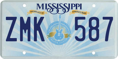 MS license plate ZMK587
