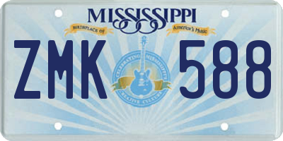 MS license plate ZMK588