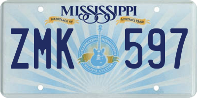 MS license plate ZMK597
