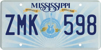 MS license plate ZMK598