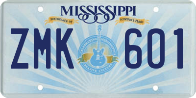 MS license plate ZMK601