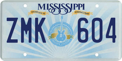 MS license plate ZMK604