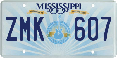 MS license plate ZMK607