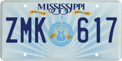 MS license plate ZMK617