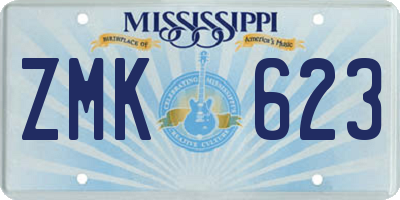 MS license plate ZMK623