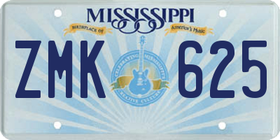 MS license plate ZMK625