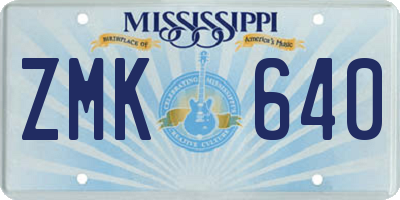 MS license plate ZMK640