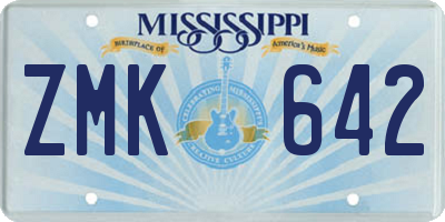 MS license plate ZMK642