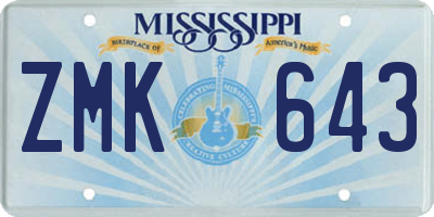 MS license plate ZMK643
