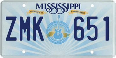 MS license plate ZMK651