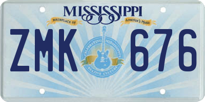 MS license plate ZMK676