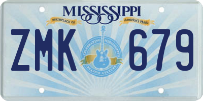 MS license plate ZMK679