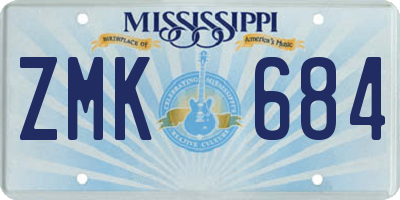 MS license plate ZMK684