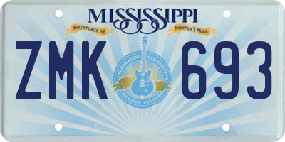 MS license plate ZMK693