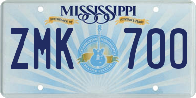 MS license plate ZMK700