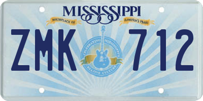 MS license plate ZMK712
