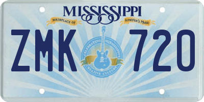 MS license plate ZMK720