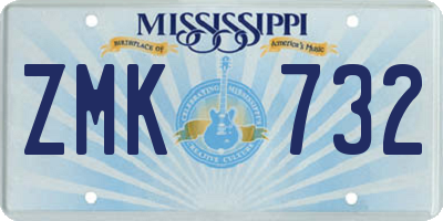 MS license plate ZMK732