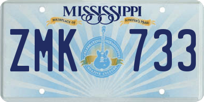 MS license plate ZMK733