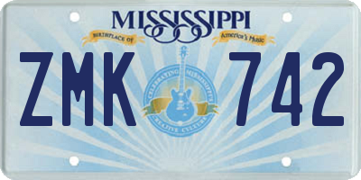 MS license plate ZMK742