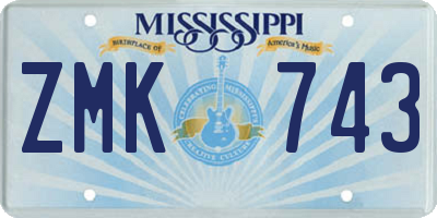 MS license plate ZMK743