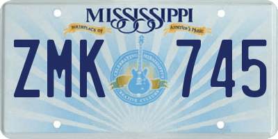 MS license plate ZMK745