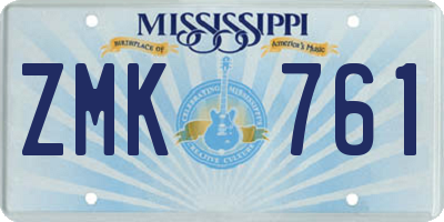 MS license plate ZMK761
