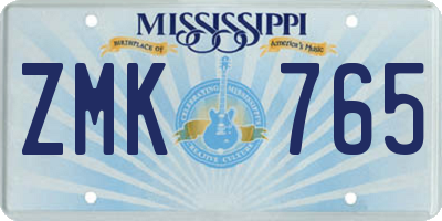 MS license plate ZMK765