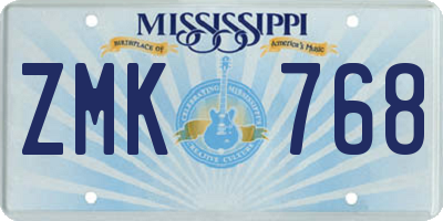 MS license plate ZMK768