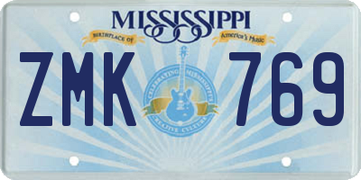 MS license plate ZMK769
