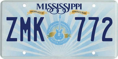 MS license plate ZMK772