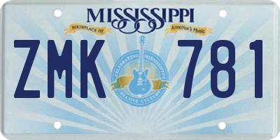 MS license plate ZMK781