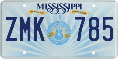 MS license plate ZMK785