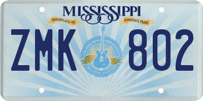 MS license plate ZMK802