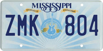 MS license plate ZMK804
