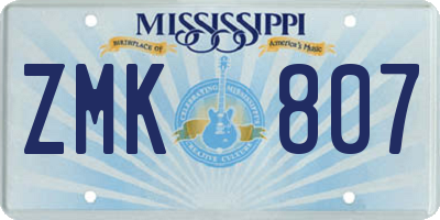 MS license plate ZMK807
