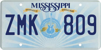MS license plate ZMK809