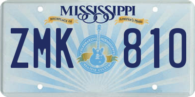 MS license plate ZMK810