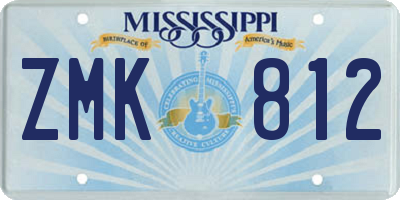 MS license plate ZMK812