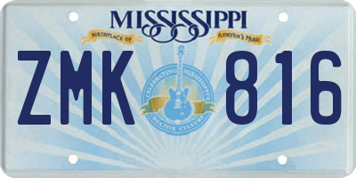 MS license plate ZMK816