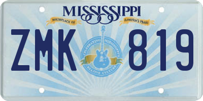MS license plate ZMK819