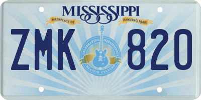 MS license plate ZMK820
