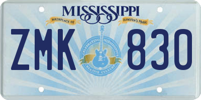 MS license plate ZMK830