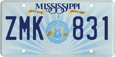 MS license plate ZMK831