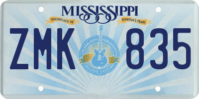 MS license plate ZMK835
