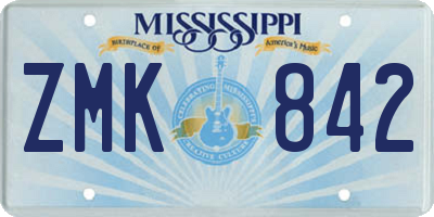 MS license plate ZMK842