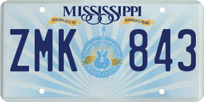 MS license plate ZMK843
