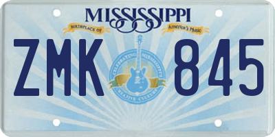 MS license plate ZMK845