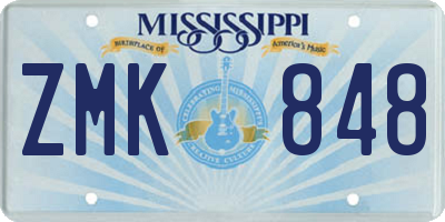 MS license plate ZMK848