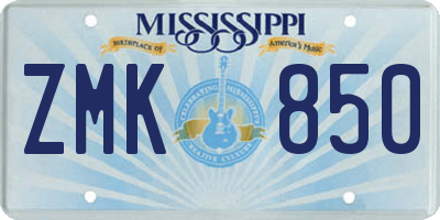 MS license plate ZMK850